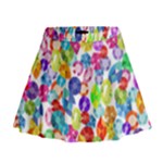 rainbow rhinestones Mini Flare Skirt