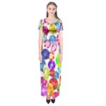 rainbow rhinestones Short Sleeve Maxi Dress