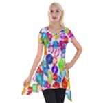 rainbow rhinestones Short Sleeve Side Drop Tunic