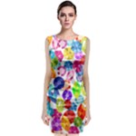 rainbow rhinestones Sleeveless Velvet Midi Dress