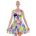 rainbow rhinestones Velvet Skater Dress