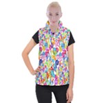 rainbow rhinestones Women s Button Up Puffer Vest