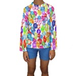 rainbow rhinestones Kids  Long Sleeve Swimwear