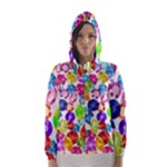 rainbow rhinestones Hooded Wind Breaker (Women)