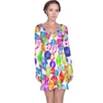 rainbow rhinestones Long Sleeve Nightdress