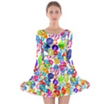 rainbow rhinestones Long Sleeve Skater Dress