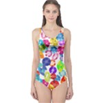 rainbow rhinestones One Piece Swimsuit