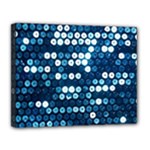  shiny blue sequins Canvas 14  x 11  (Stretched)