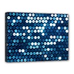  shiny blue sequins Canvas 16  x 12  (Stretched)