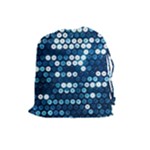  shiny blue sequins Drawstring Pouch (Large)