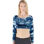  shiny blue sequins Long Sleeve Crop Top (Tight Fit)