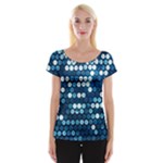  shiny blue sequins Women s Cap Sleeve Top