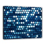  shiny blue sequins Canvas 20  x 16  (Stretched)