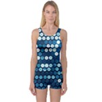  shiny blue sequins One Piece Boyleg Swimsuit