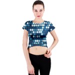  shiny blue sequins Crew Neck Crop Top