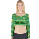 St Patricks Golden Shamrocks Long Sleeve Crop Top (Tight Fit)