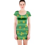 St Patricks Golden Shamrocks Short Sleeve Bodycon Dress