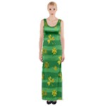 St Patricks Golden Shamrocks Maxi Thigh Split Dress