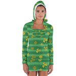 St Patricks Golden Shamrocks Women s Long Sleeve Hooded T-shirt