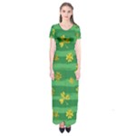 St Patricks Golden Shamrocks Short Sleeve Maxi Dress