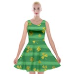 St Patricks Golden Shamrocks Velvet Skater Dress