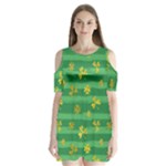 St Patricks Golden Shamrocks Shoulder Cutout Velvet  One Piece