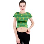 St Patricks Golden Shamrocks Crew Neck Crop Top