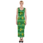 St Patricks Golden Shamrocks Fitted Maxi Dress