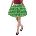 St Patricks Golden Shamrocks A-Line Pocket Skirt