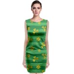 St Patricks Golden Shamrocks Sleeveless Velvet Midi Dress