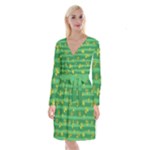 St Patricks Golden Shamrocks Long Sleeve Velvet Front Wrap Dress