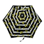 st patricks black white clover Mini Folding Umbrella