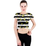 st patricks black white clover Crew Neck Crop Top