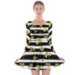 st patricks black white clover Long Sleeve Skater Dress