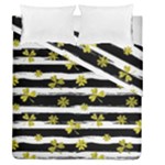 st patricks black white clover Duvet Cover Double Side (Queen Size)