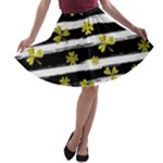 st patricks black white clover A-line Skater Skirt