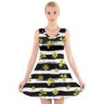 st patricks black white clover V-Neck Sleeveless Dress