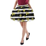 st patricks black white clover A-Line Pocket Skirt