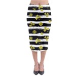 st patricks black white clover Midi Pencil Skirt