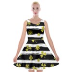 st patricks black white clover Velvet Skater Dress