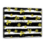 st patricks black white clover Canvas 16  x 12  (Stretched)