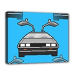 blue Delorean Canvas 14  x 11  (Stretched)