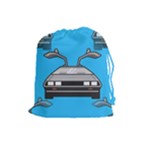 blue Delorean Drawstring Pouch (Large)