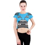 blue Delorean Crew Neck Crop Top