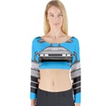 blue Delorean Long Sleeve Crop Top (Tight Fit)