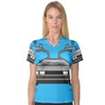 blue Delorean Women s V-Neck Sport Mesh Tee