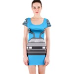 blue Delorean Short Sleeve Bodycon Dress