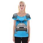 blue Delorean Women s Cap Sleeve Top