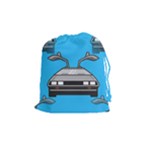 blue Delorean Drawstring Pouch (Medium)