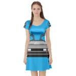 blue Delorean Short Sleeve Skater Dress